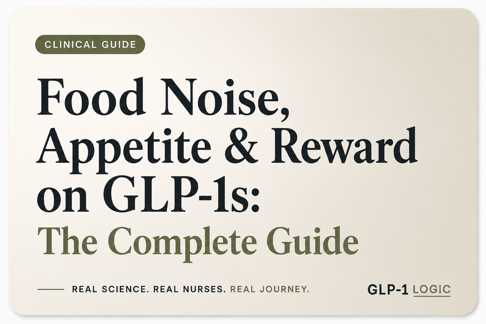 Title graphic for “Food Noise, Appetite & Reward on GLP-1s: The Complete Guide” from GLP-1 Logic.