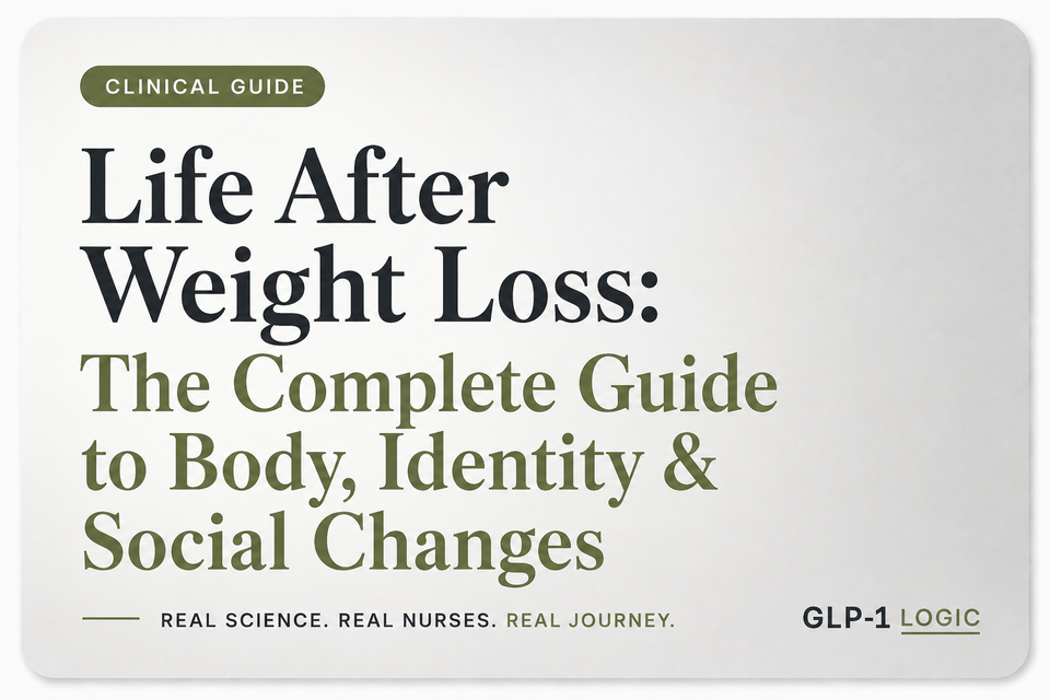 Title graphic for “Life After Weight Loss: The Complete Guide to Body, Identity & Social Changes” from GLP-1 Logic.