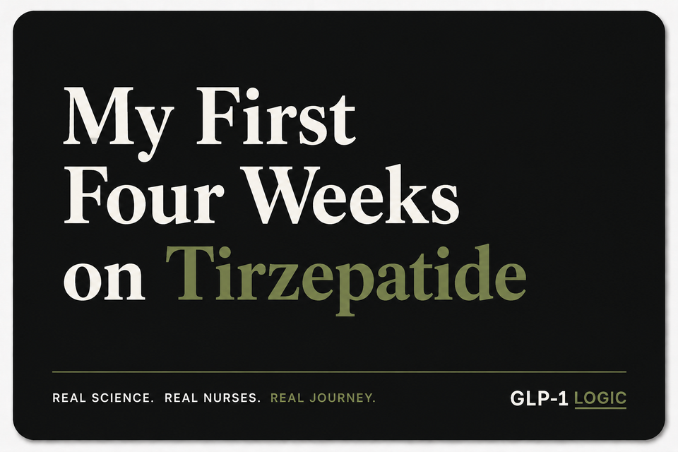 Title graphic for “My First Four Weeks on Tirzepatide” from GLP-1 Logic.