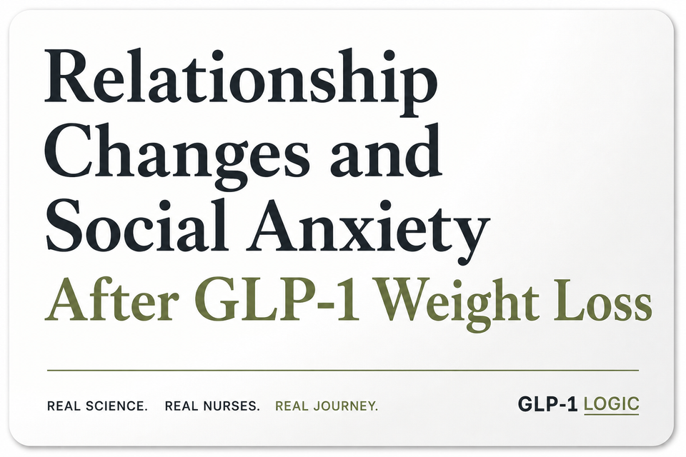 Light elevated title graphic reading “Relationship Changes and Social Anxiety After GLP-1 Weight Loss” from GLP-1 Logic.