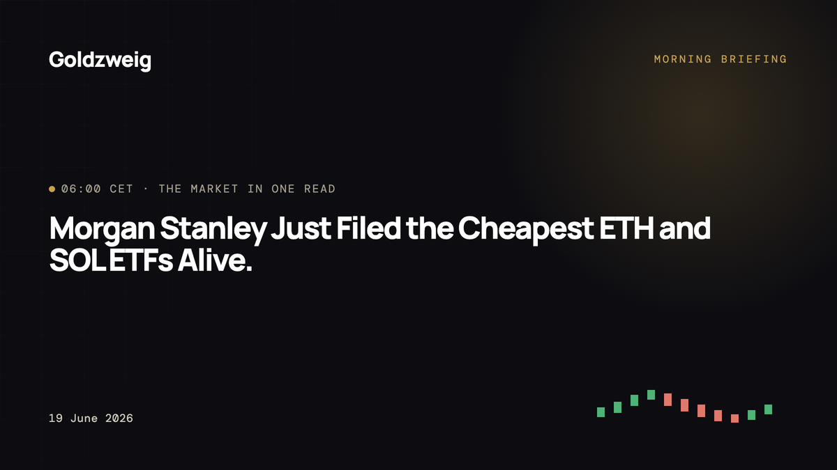 Morgan Stanley Just Filed the Cheapest ETH and SOL ETFs Alive.