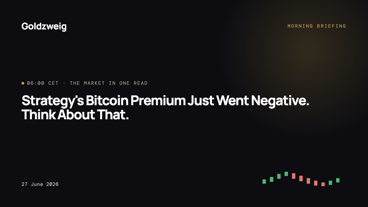 Strategy's Bitcoin Premium Just Went Negative. Think About That.