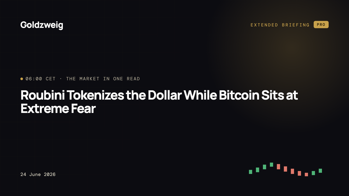 Roubini Tokenizes the Dollar While Bitcoin Sits at Extreme Fear