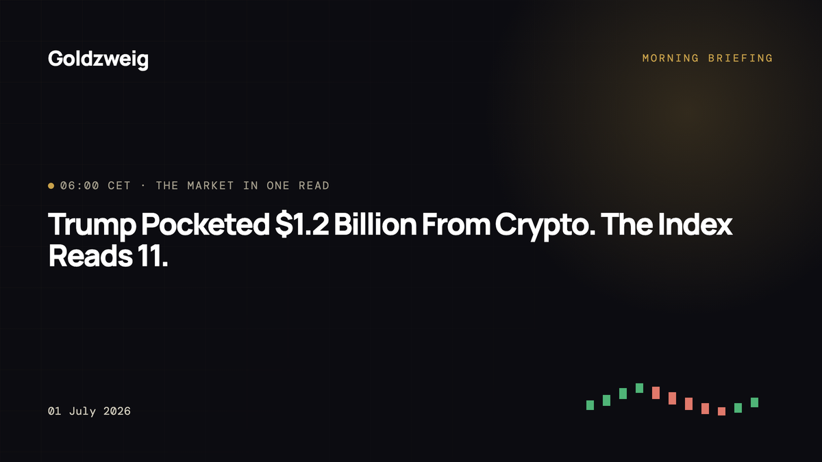Trump Pocketed $1.2 Billion From Crypto. The Index Reads 11.