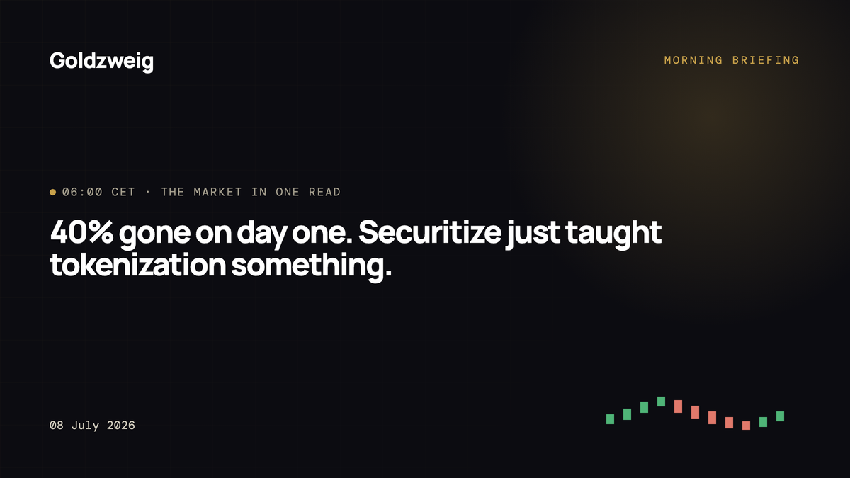 40% gone on day one. Securitize just taught tokenization something.