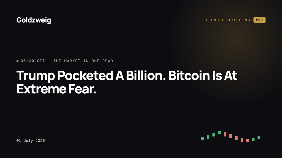 Trump Pocketed A Billion. Bitcoin Is At Extreme Fear.