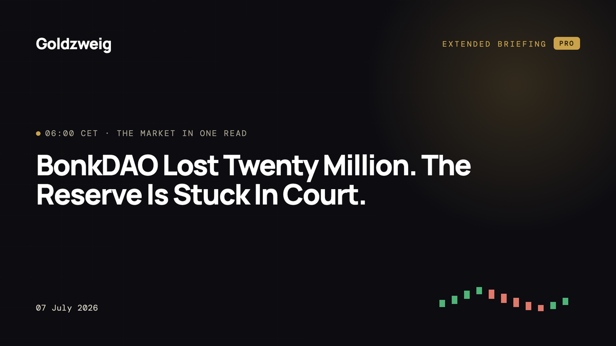 BonkDAO Lost Twenty Million. The Reserve Is Stuck In Court.