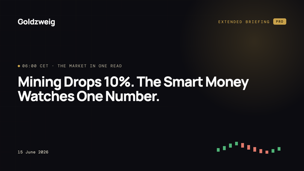 Mining Drops 10%. The Smart Money Watches One Number.