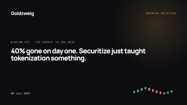 40% gone on day one. Securitize just taught tokenization something.