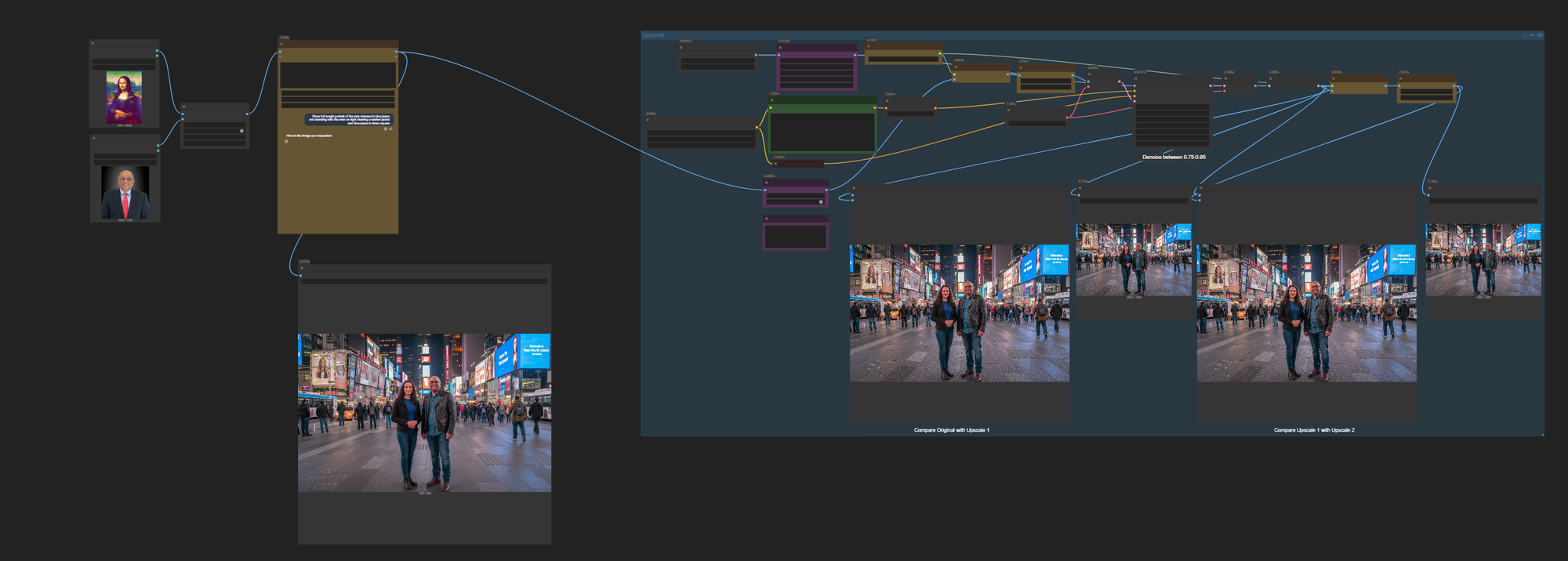 Upscaling nodes can be chained into the workflow