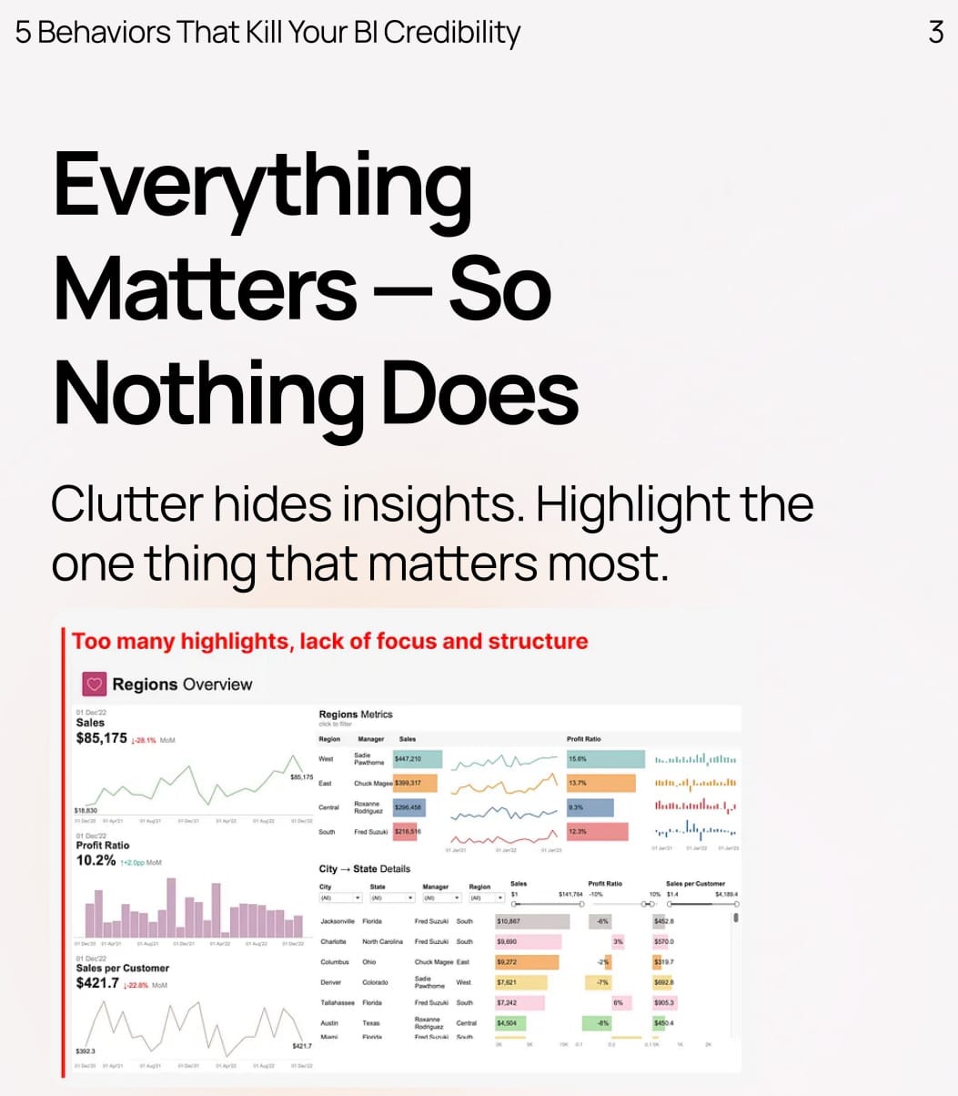 Highlight ONE thing and avoid clutter