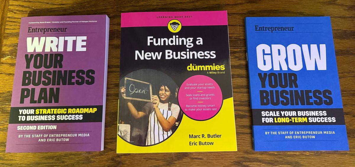 Eric's three business books from Wiley and Entrepreneur Press.