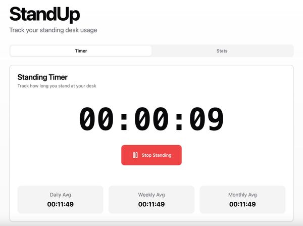 StandUp Web App made on V0. An example of personalized micro web apps.