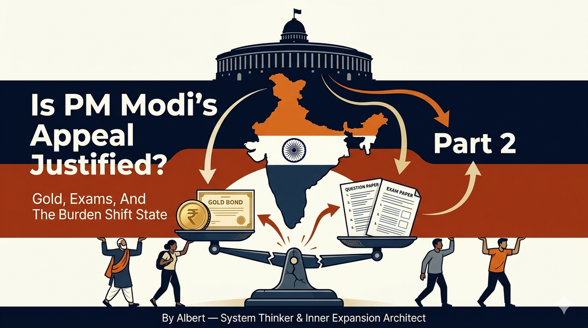 Part 2 of a systems-level audit of PM Modi's appeals. From failed manufacturing to SGB tax shocks and NEET paper leaks, who really pays when the system fails – citizens or the state?