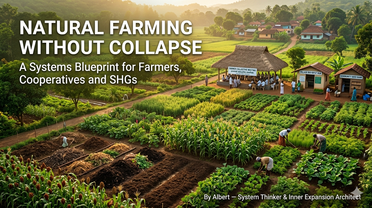 Learn how natural farming, millets, and local institutions can rebuild soil fertility, reduce import dependence, and strengthen food security.