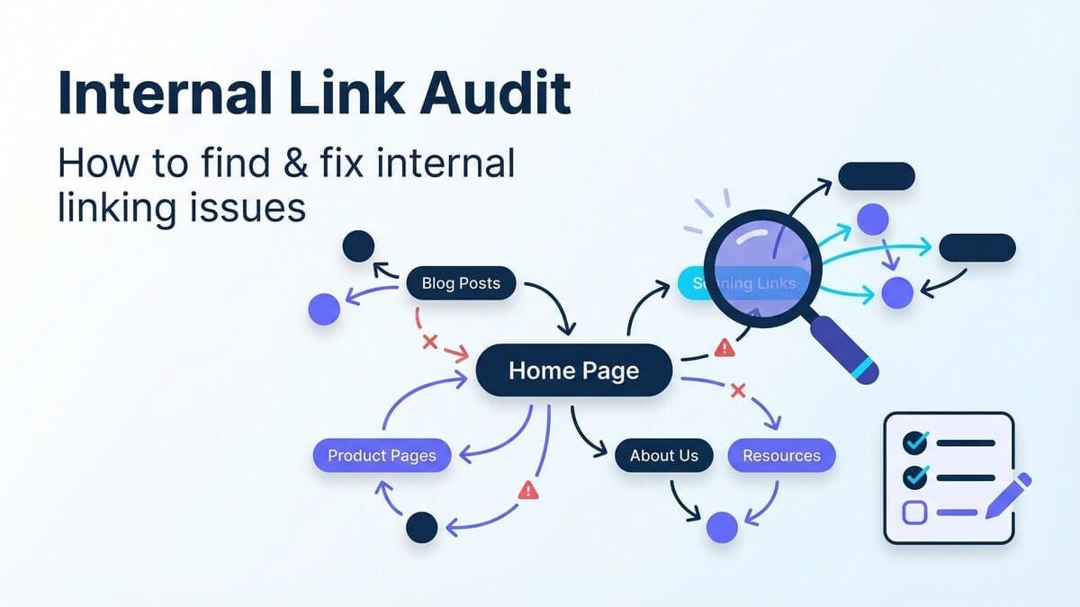 Internal link audit diagram showing page-to-page linking issues