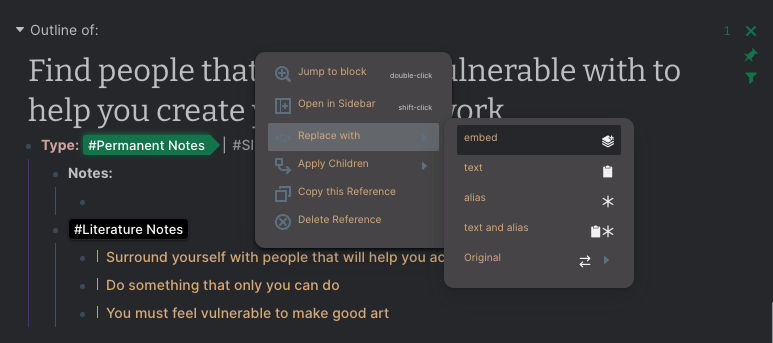 Replace Literature Note with Block Embed