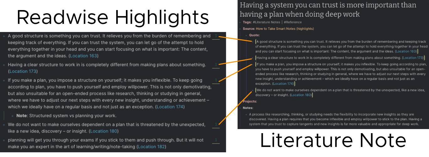 Block References for Source Highlights in a Literature Note