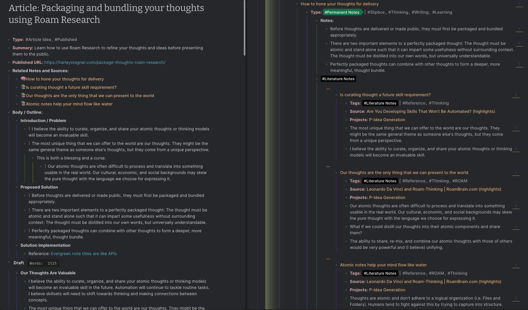 Article Page and Slipbox