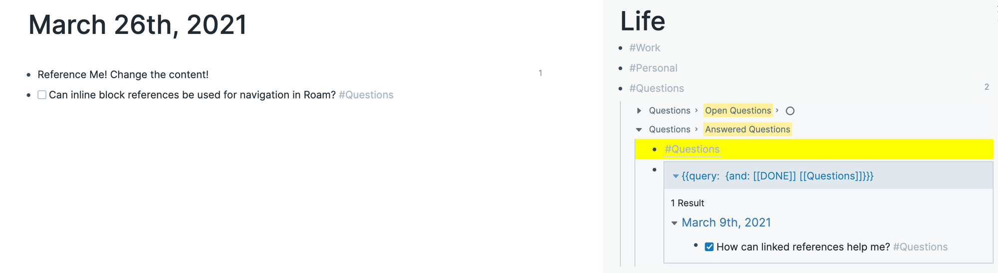 Inline Block Reference for Answered Questions