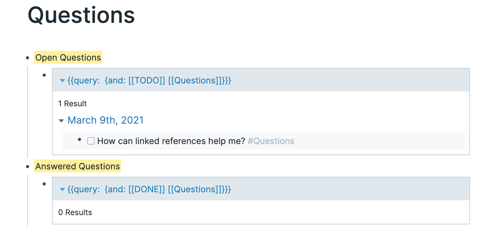 Query: DONE and Questions