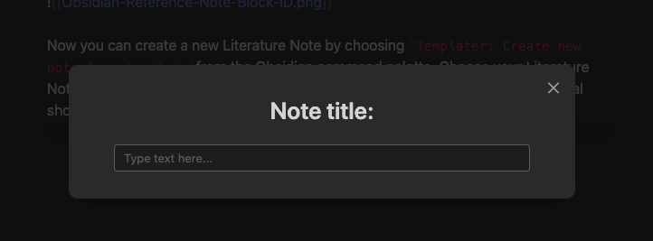 Obsidian Literature Note Template Modal