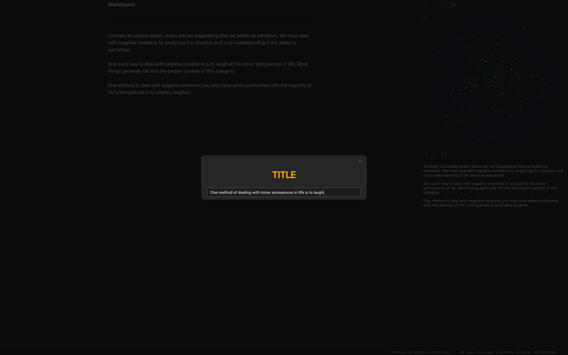 Permanent Note Title Modal