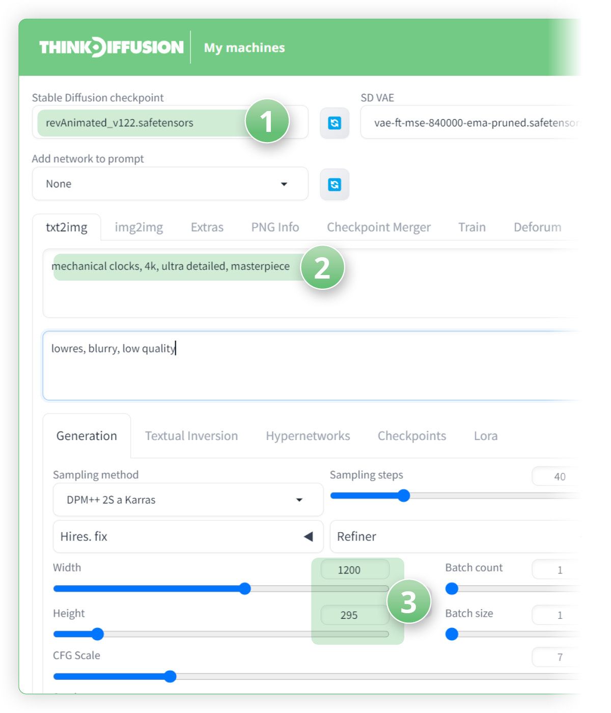 General Txtimg settings to set up your purely text-based hidden image. Same as above using ThinkDiffusion