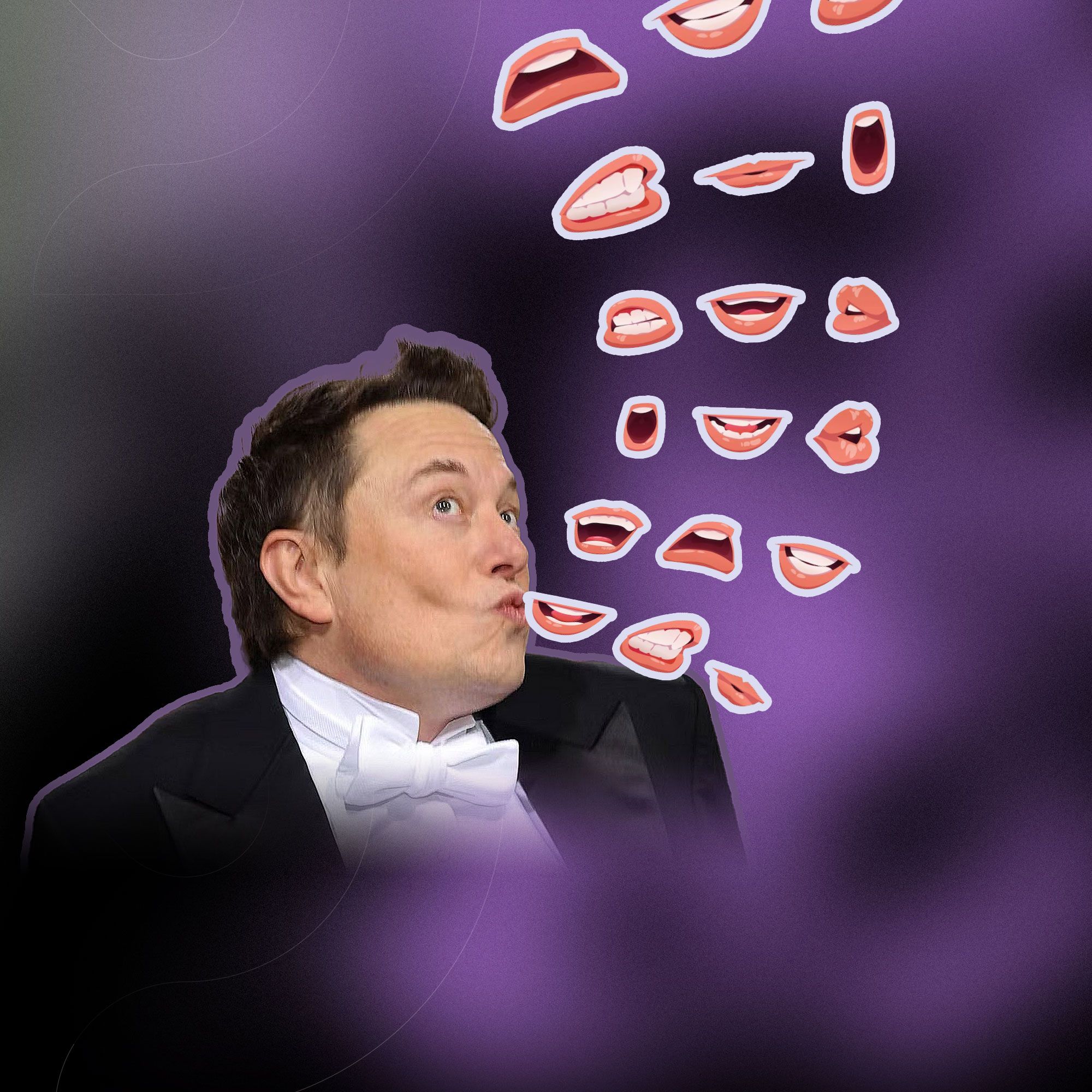 Elon Musk with a bunch of lips