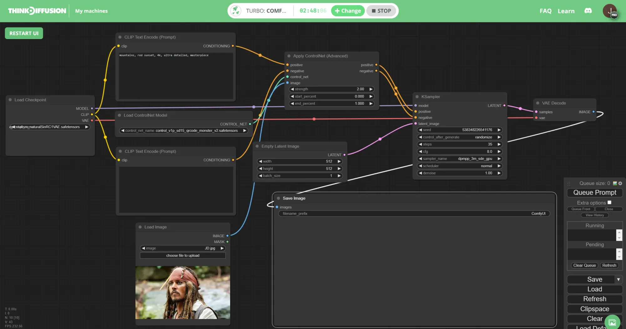 Think Diffusion Stable Diffusion ComfyUI Workflows hidden faces example node view