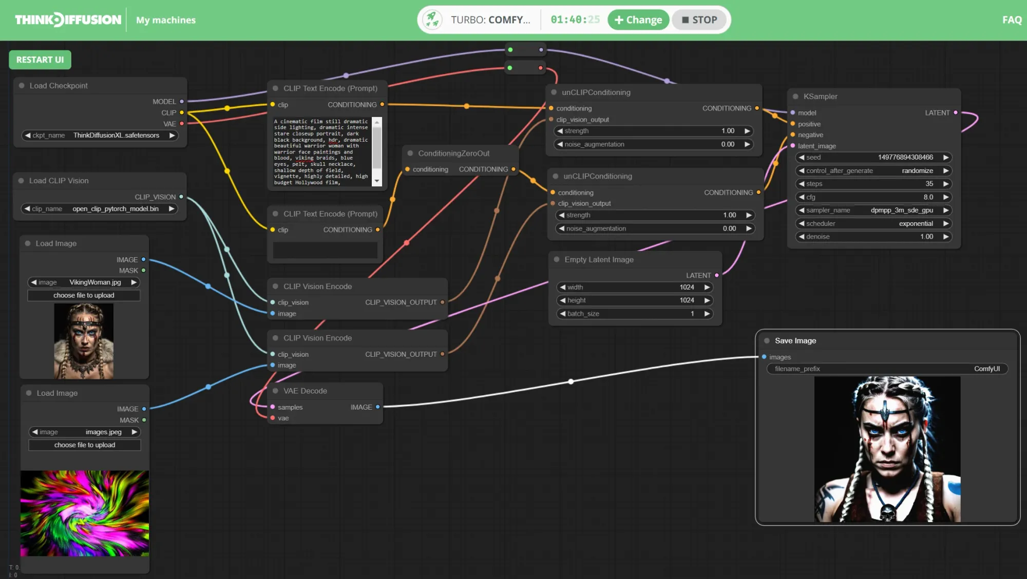 Think Diffusion Stable Diffusion ComfyUI Workflows merging node view