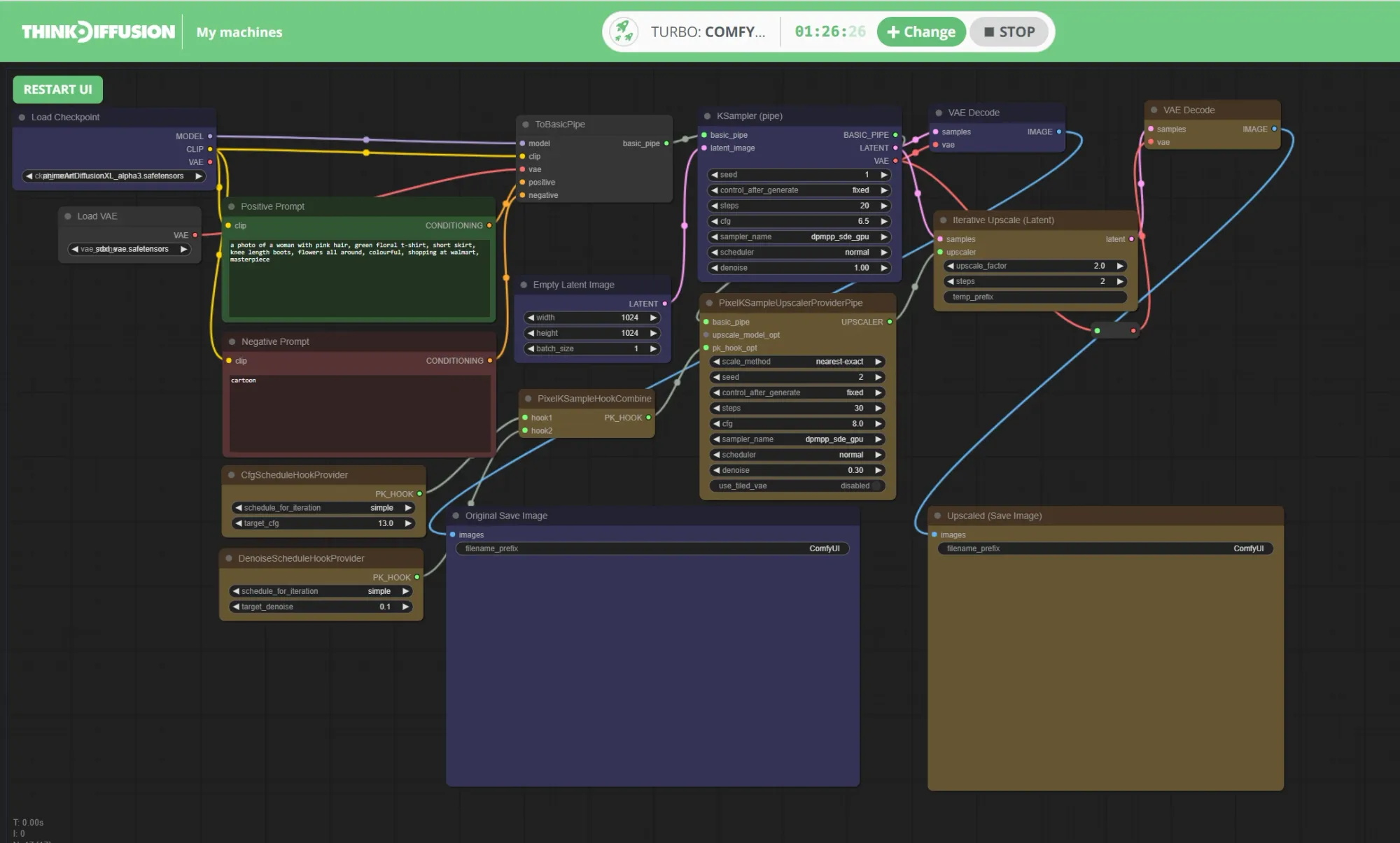 Think Diffusion Stable Diffusion ComfyUI Workflows upscaling node view