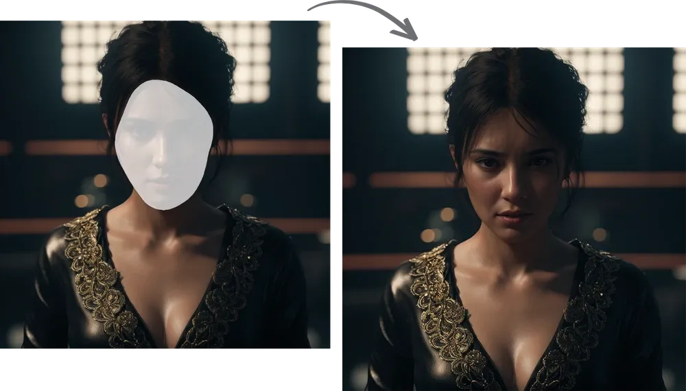 Think Diffusion Stable Diffusion ComfyUI Workflows using inpainting face example