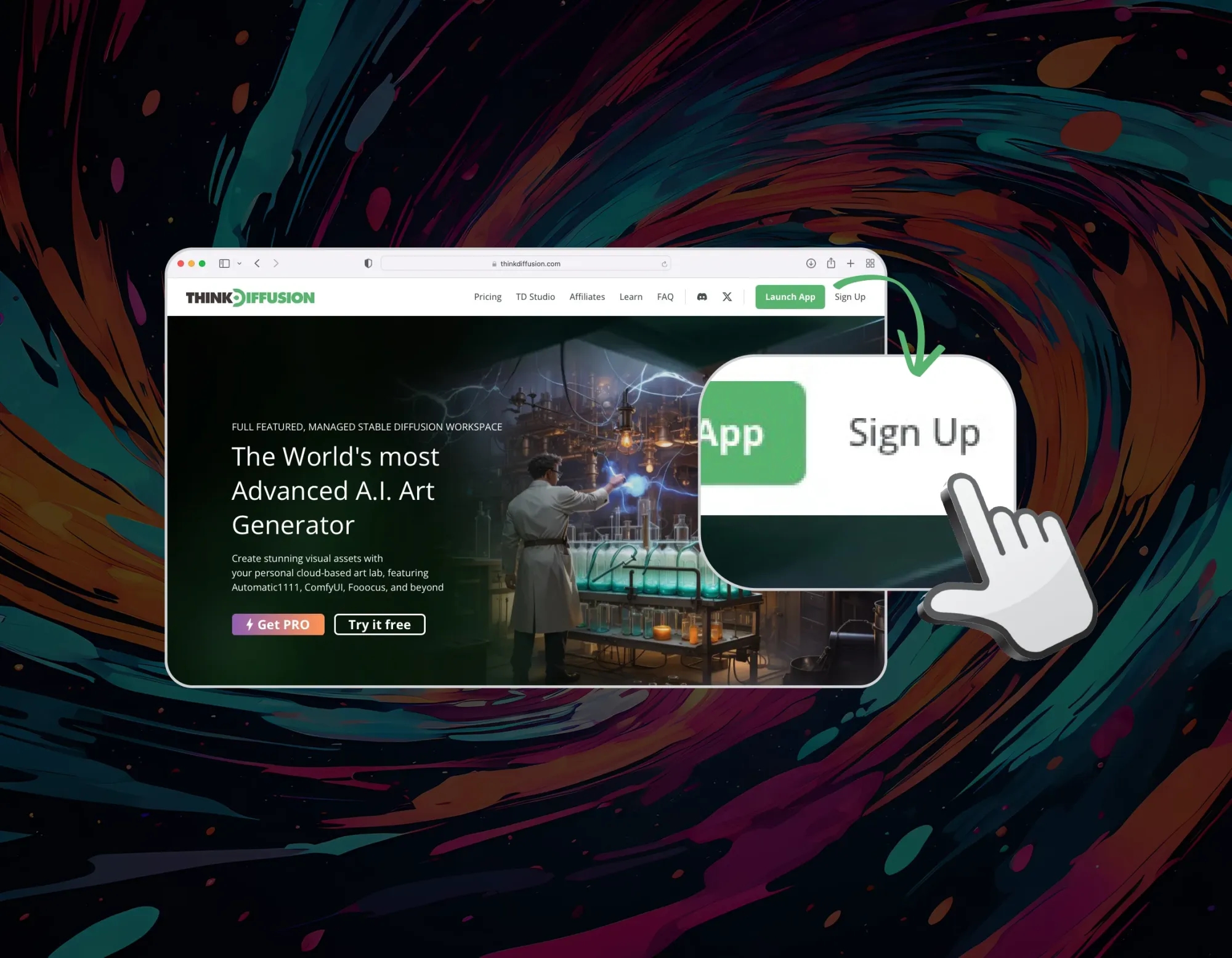 Signing up on ThinkDiffusion