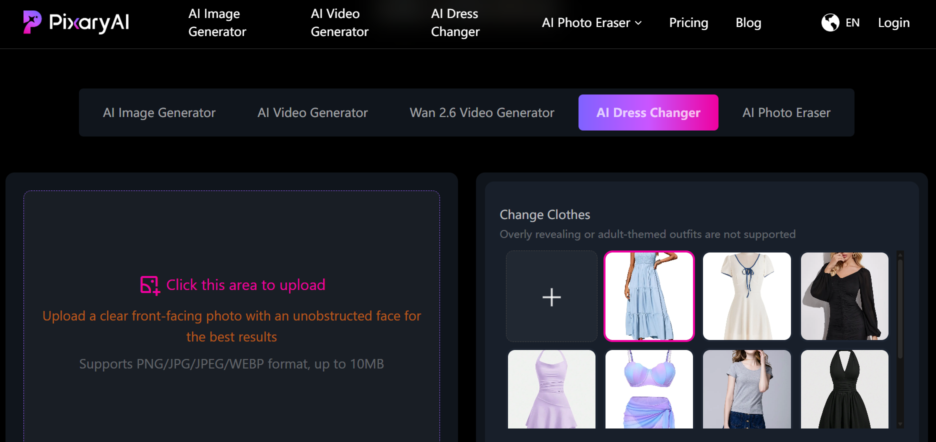 PixaryAI clothes swap