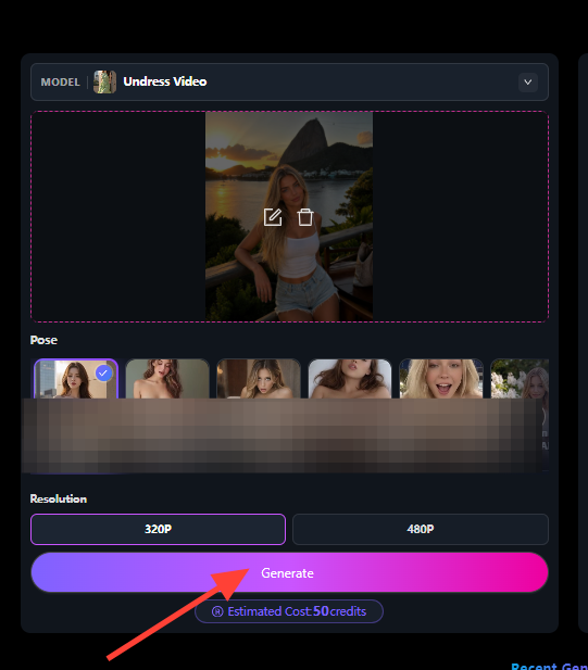 Generate, and Preview the AI clothes remover video