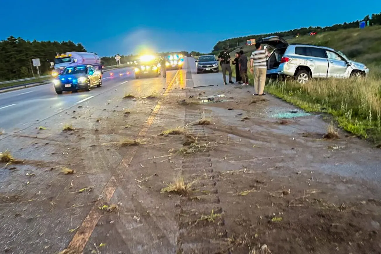 Rollover crash on interstate 93 in Londonderry