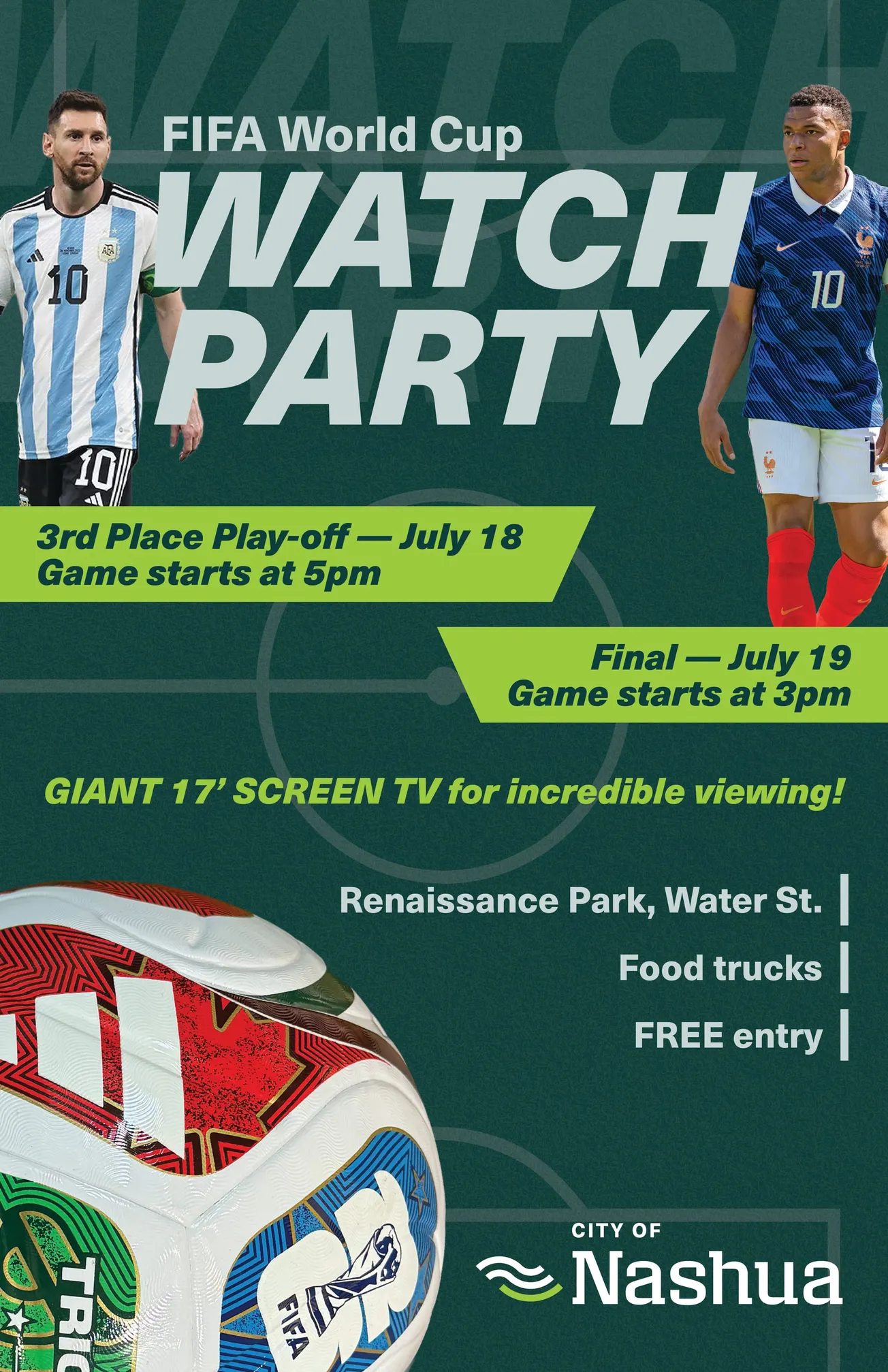 See FIFA World Cup final games on giant screen at Renaissance Park
