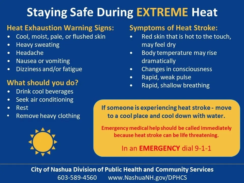 Nashua Officials Urge Residents to Take Precautions During Extreme Heat