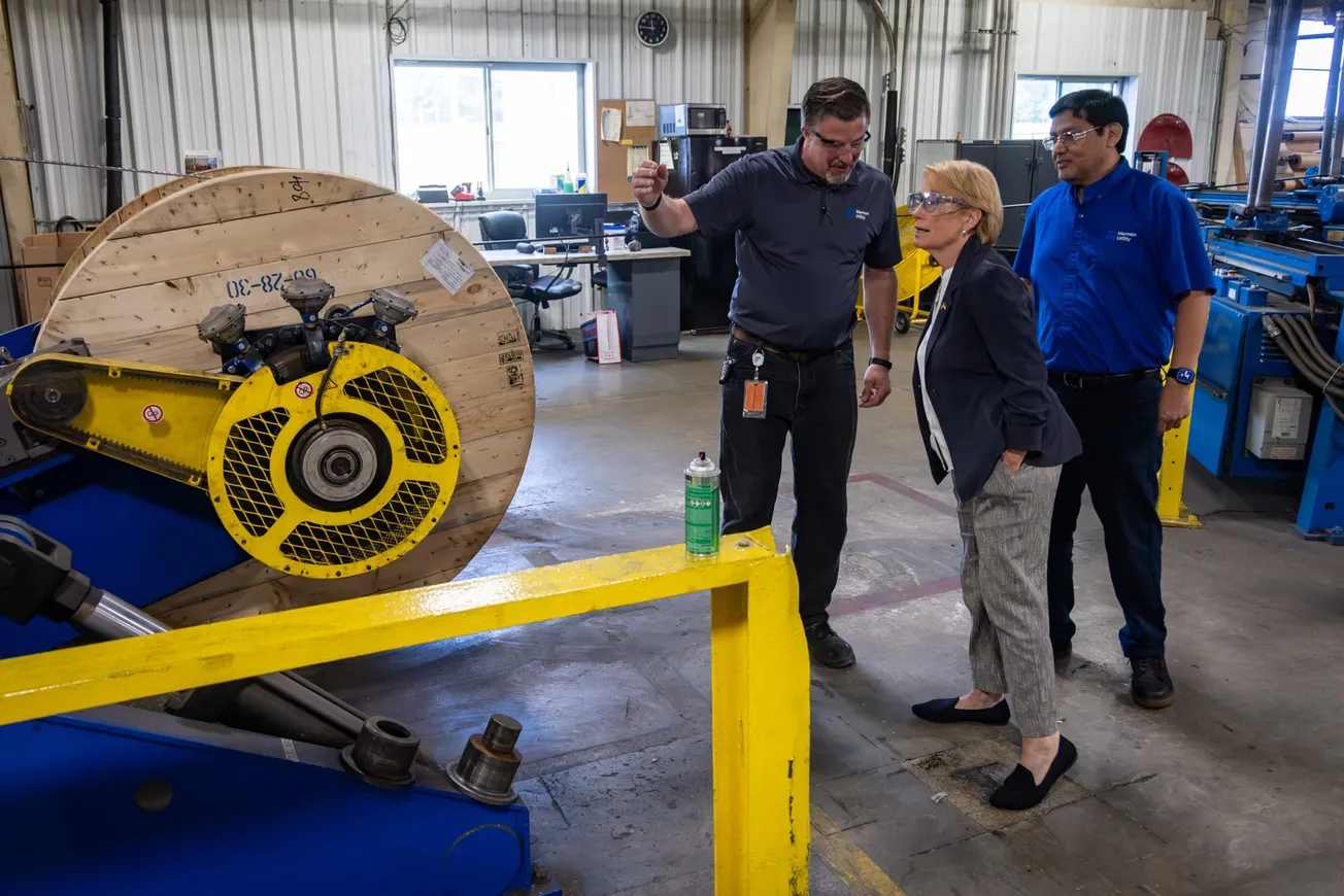 Hassan tours Marmon Utility’s expanded Milford facility