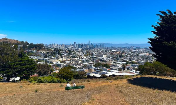 a view of san francisco from the mini-mountain of kite hill.