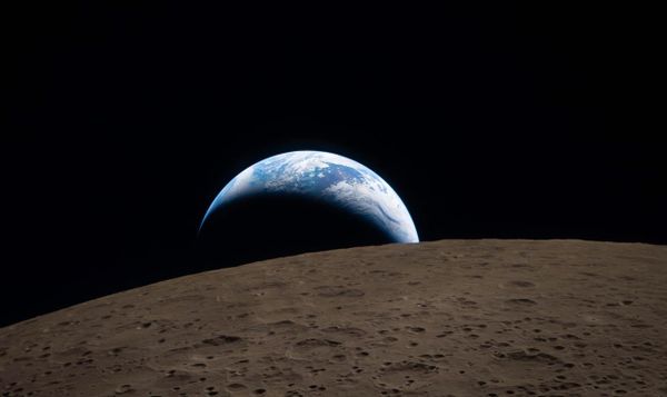 a slightly color-adjusted photo of the earth (that one) with the surface of the moon in the foreground.