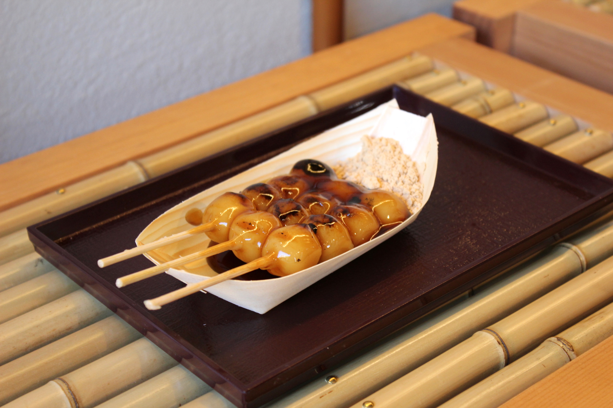 Fresh mitarashi dango