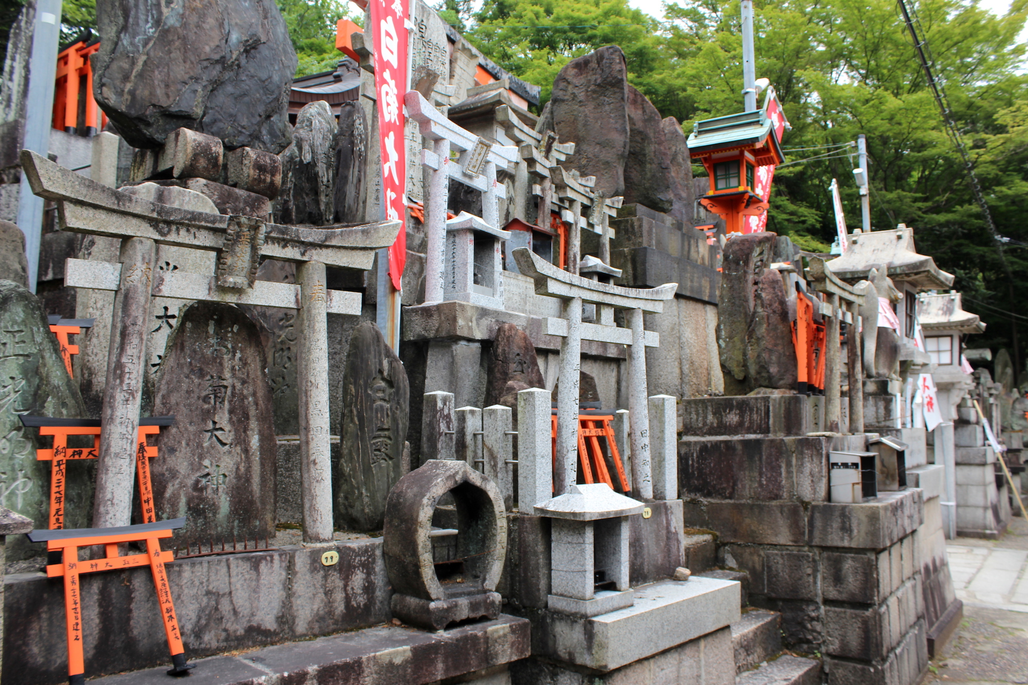 A collection of offering shrines in Inari Jinja