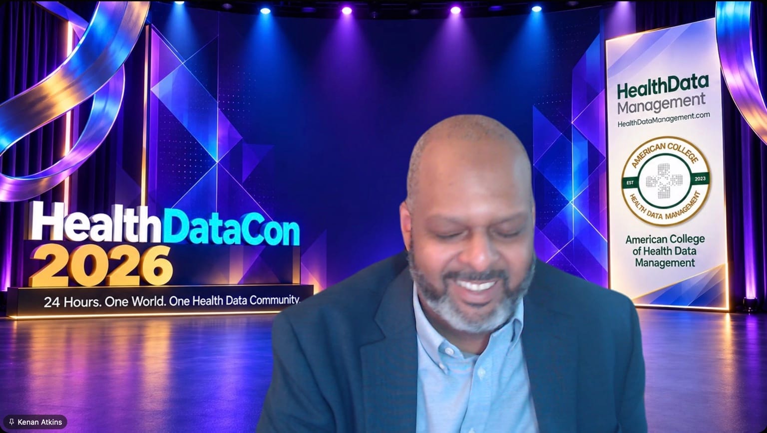 Kenan Atkins speaking during the Foundation Before Innovation panel at HealthDataCon 2026.