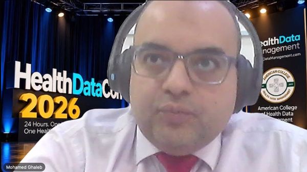 Mohamed Ghaleb presenting at HealthDataCon 2026.