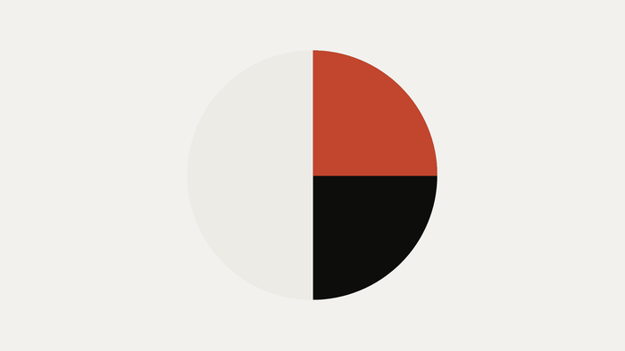 One circle, one quarter actually committed, an abstract cut-paper illustration for the article “You're In Love With the Idea of AI”