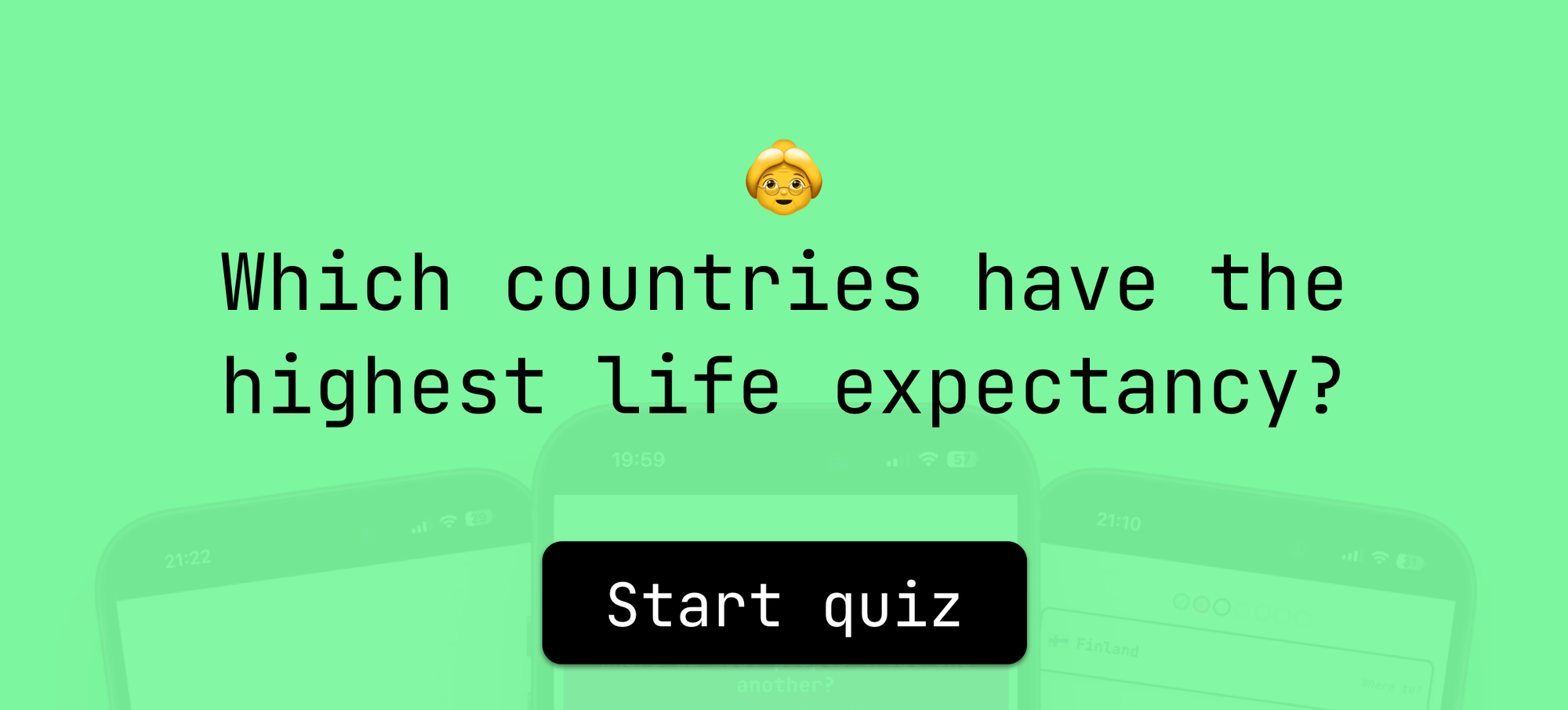 Which countries have the highest life expectancy? Start quiz.