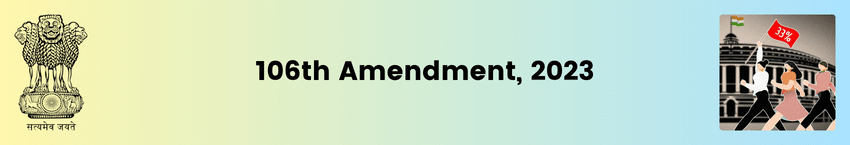 The Constitution (106th Amendment) Act, 2023 | one-third or 33% reservation to women in the Lok Sabha, State Assemblies, and the NCT of Delhi | UPSC