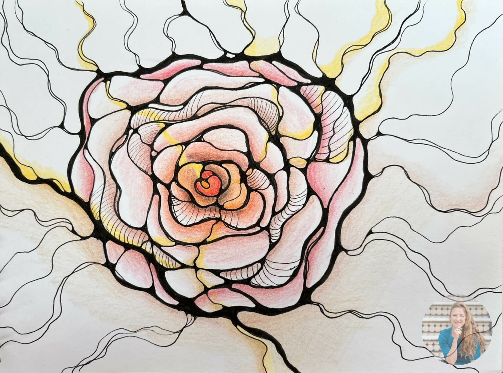 ‘Revelling Rose’ - NeuroGraphica drawing by Margarita Steinberg